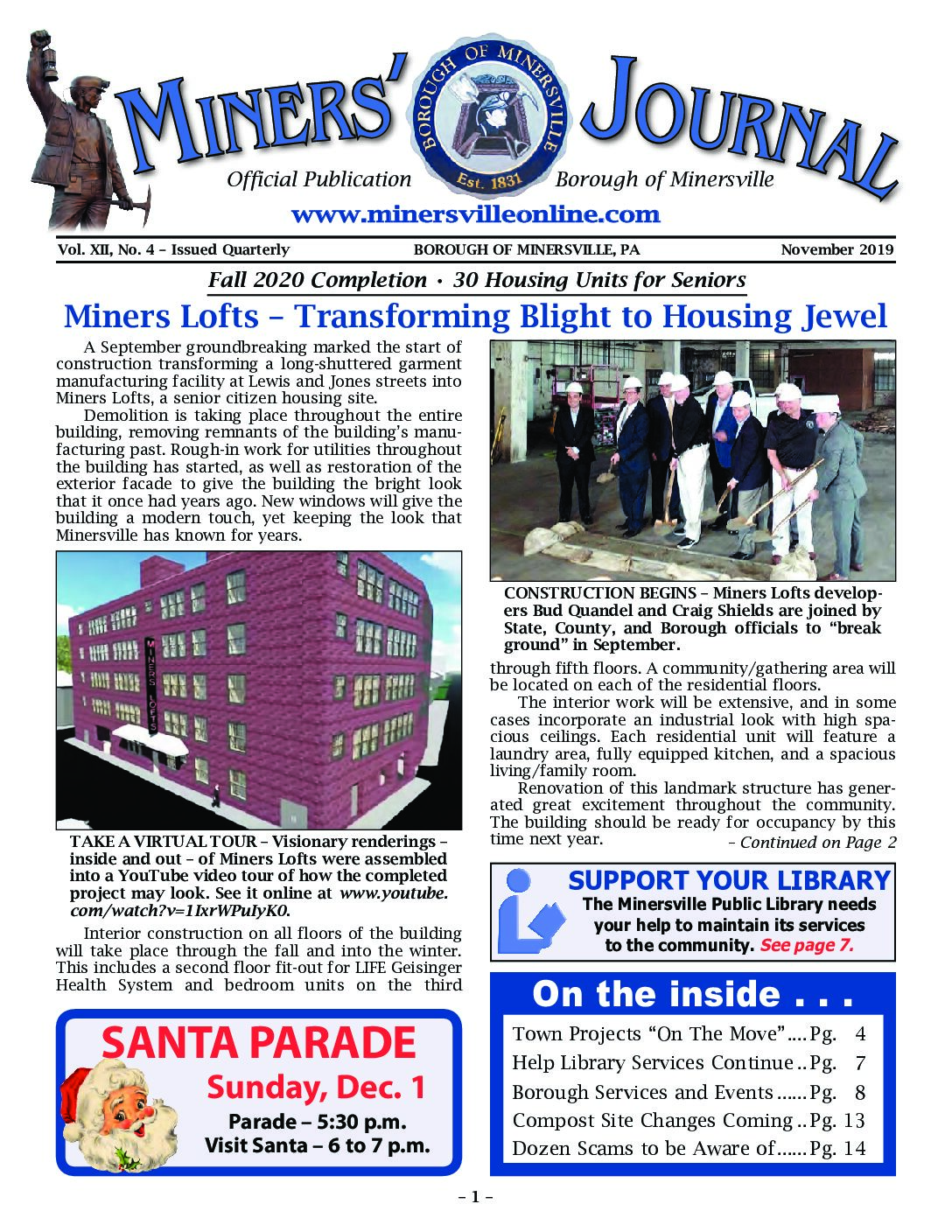 Thumbnail of the first page of 'Miners Journal – November 2019'