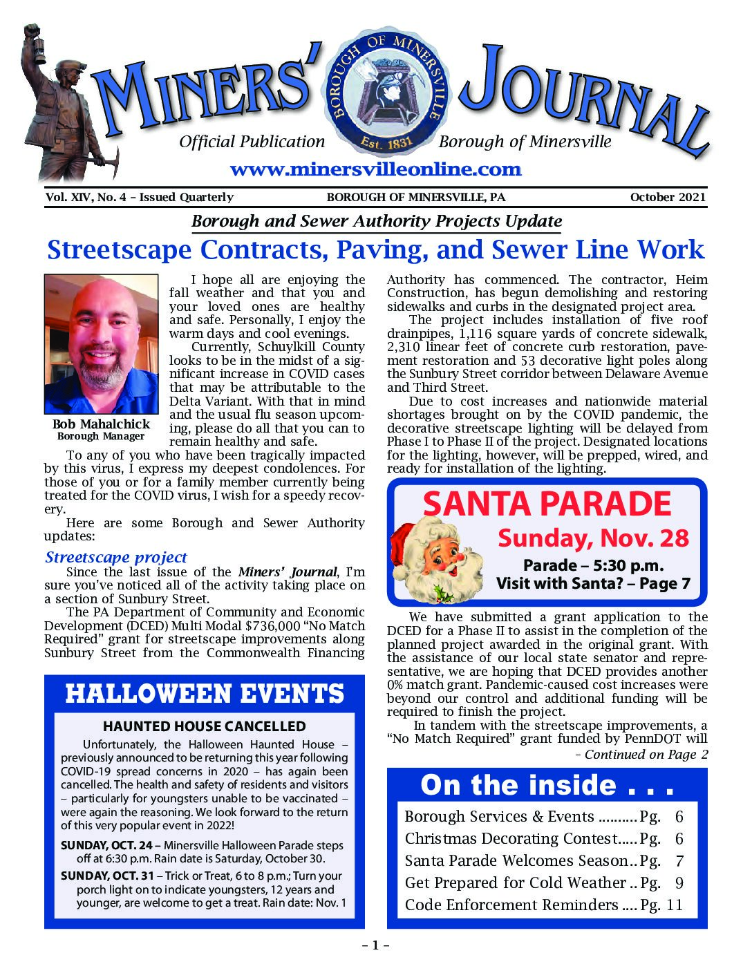 Thumbnail of the first page of 'Miners Journal – October 2021'