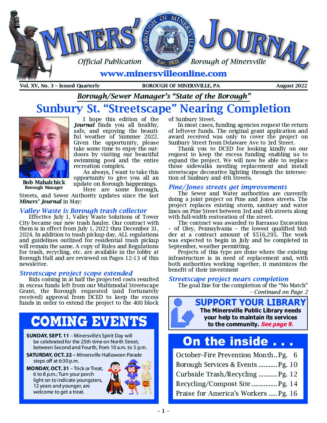 Thumbnail of the first page of 'Miners Journal – August 2022'