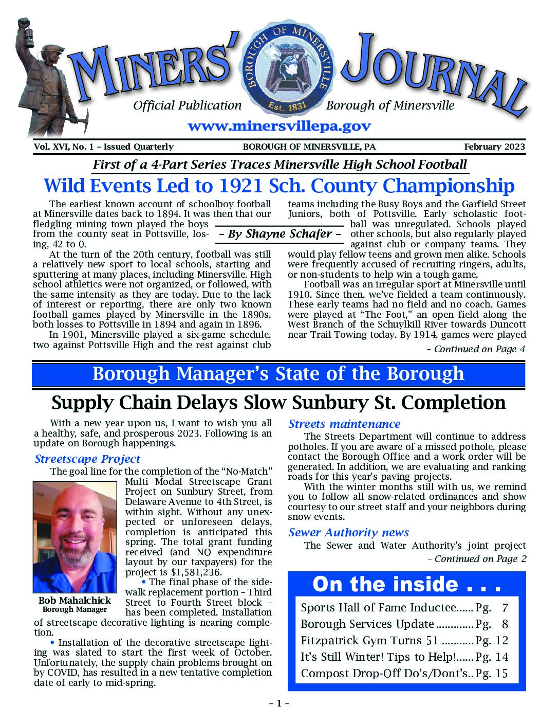 Thumbnail of the first page of 'Miners Journal – February 2023'