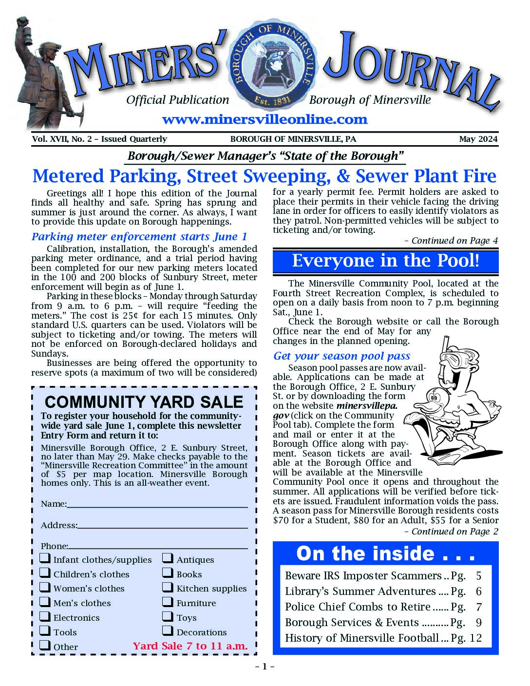 Thumbnail of the first page of 'Miners Journal – May 2024'