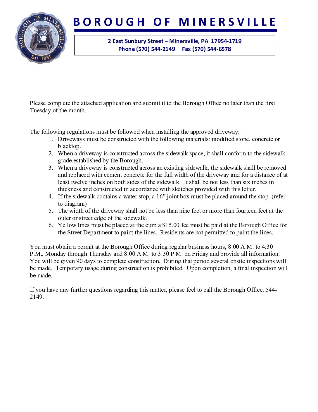 Thumbnail of the first page of 'Driveway Application'