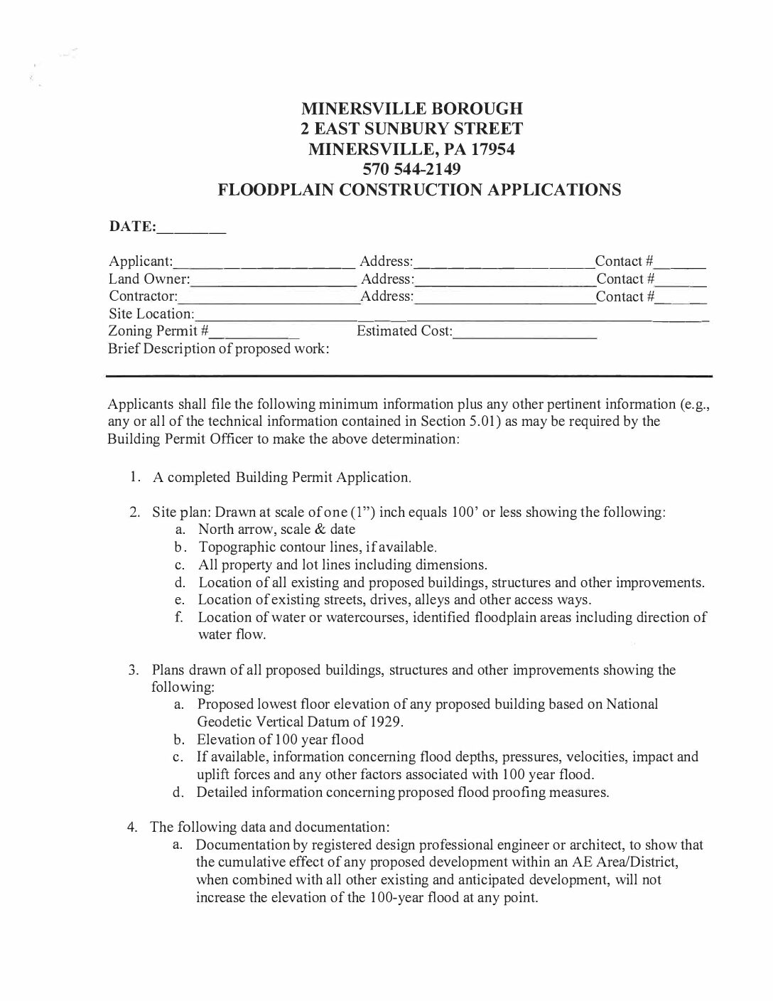 Thumbnail of the first page of 'Flood Plain Application'
