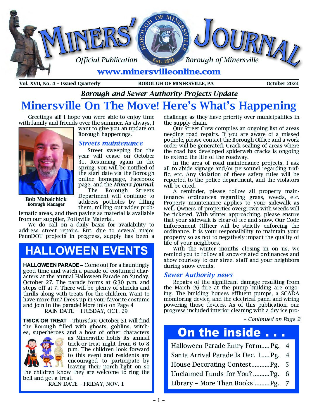 Thumbnail of the first page of 'Miners Journal – October 2024'