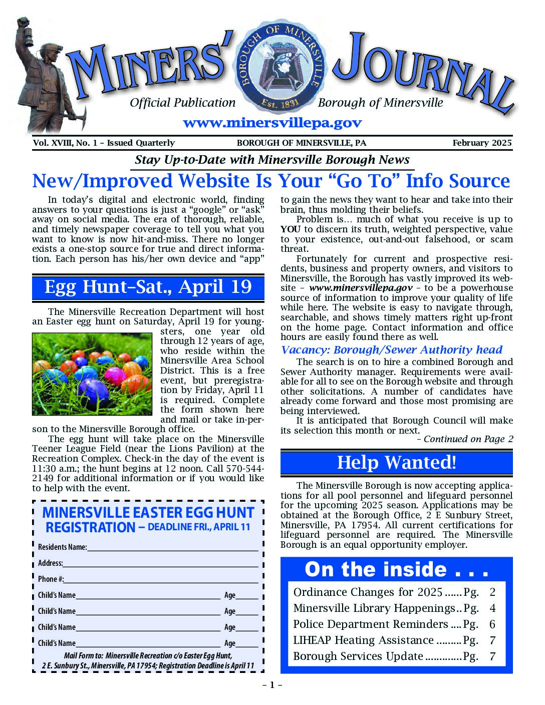 Thumbnail of the first page of 'Miners Journal – March 2025'