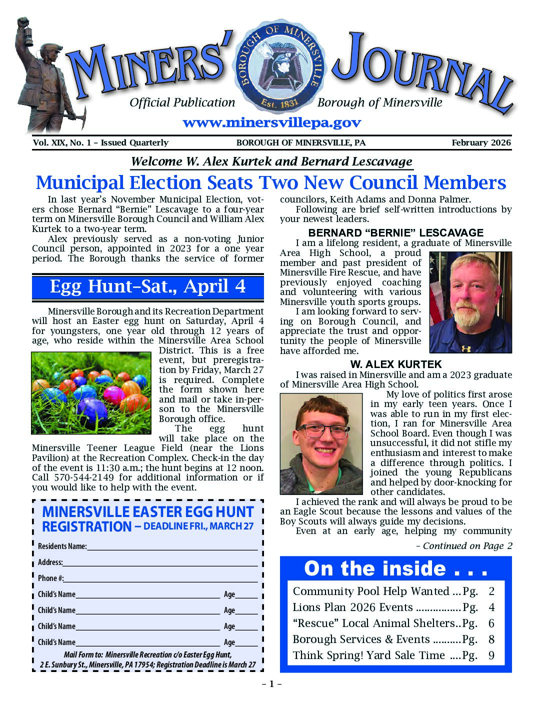 Thumbnail of the first page of 'Miners Journal – February 2026'