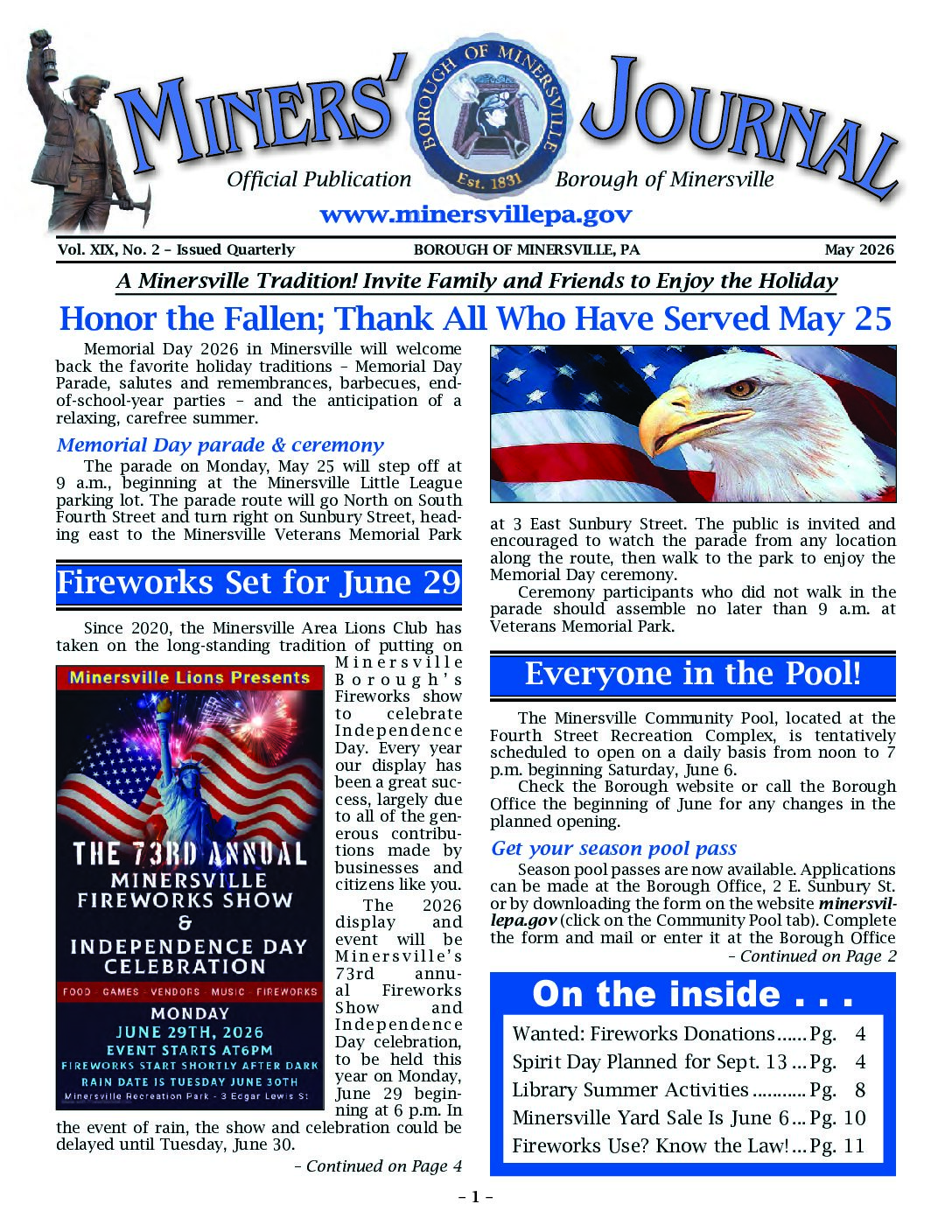Thumbnail of the first page of 'Miners Journal – May 2026'